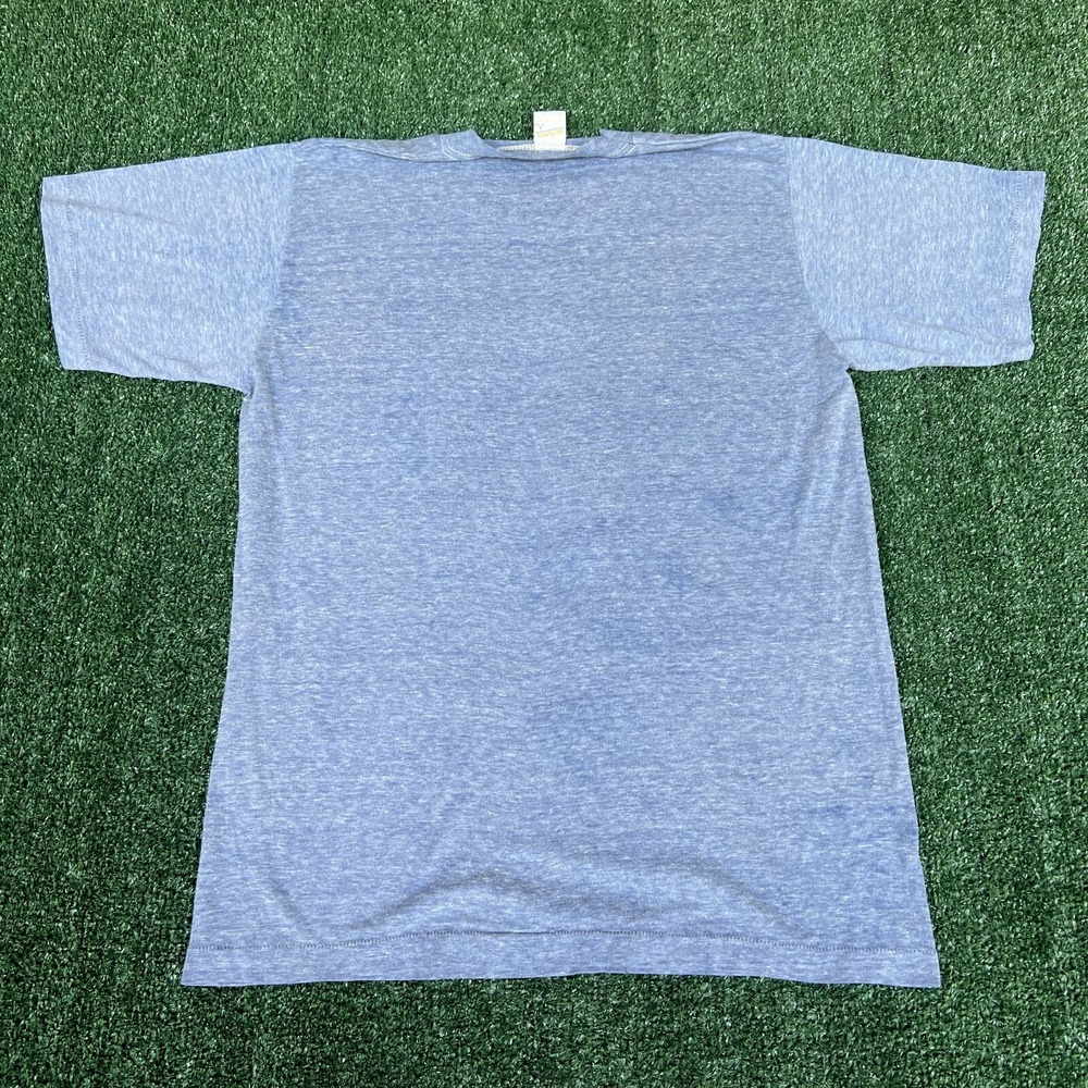 Vintage 80s Funny Sexual Joke Quote I Survived a Gang Bang Blue T-Shirt Medium - Picture 4 of 7